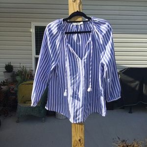 Vineyard Vines Boho Beach Top Tassel Lightweight striped preppy coastal resort